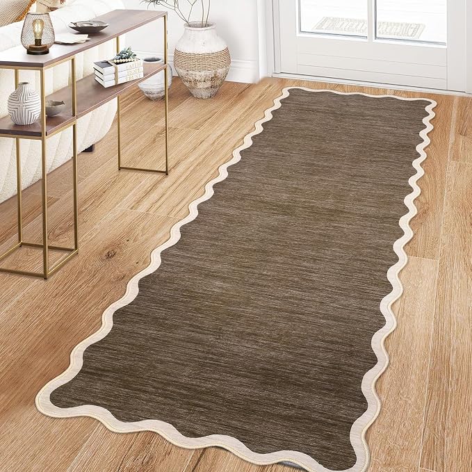 GarveeHome Scalloped Washable Runner Rugs 2x6 Modern Non Slip Kitchen Rugs | - Image 3