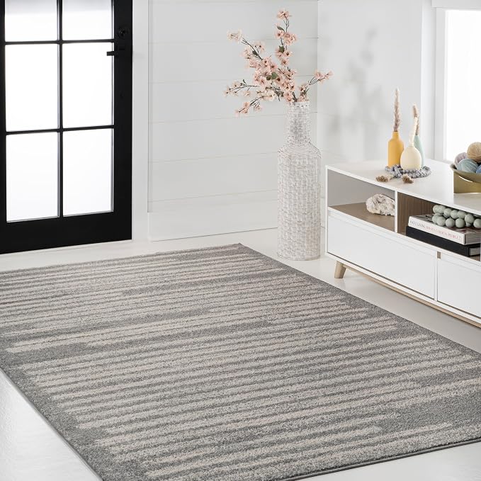 JONATHAN Y Khalil Modern Berber Stripe Gray/Cream Indoor Area Rug, Contemporary - Image 5