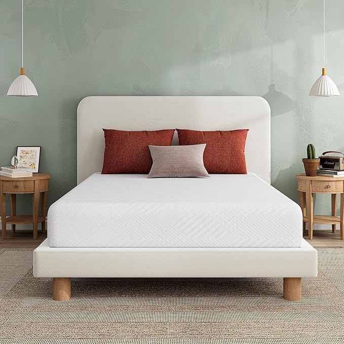 EGO White 10 inch King Memory Foam Mattress, Gel Green Tea Mattress Bed in a Box, CertiPUR-US Certified, 76"x80", Medium Firm