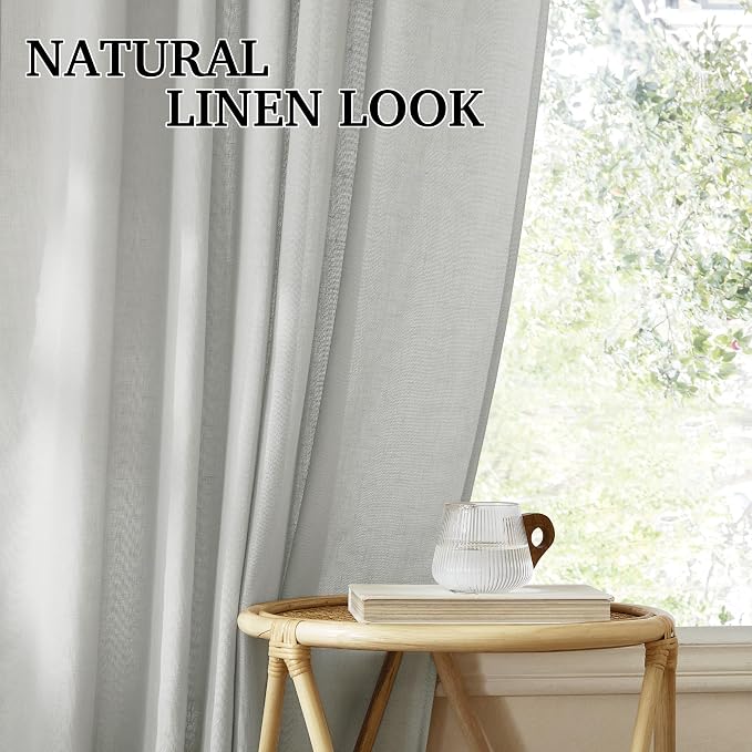 RYB HOME Sheer Curtains 108 inches, Extra Long Floor to Ceiling Curtains | - Image 7