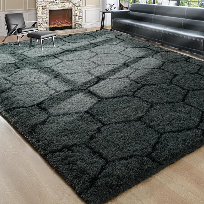 Noahas 4x6 Dark Grey Fluffy Soft Area Rug Non-Slip - Image 8