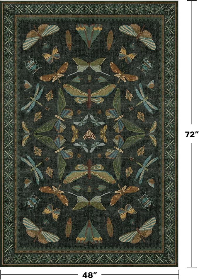 Dark Green 4x6 Washable Area Rug - Image 2