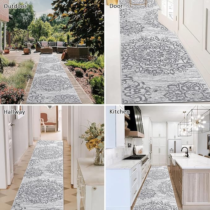 HEBE Hallway Runner Rug 2'x10', Washable Non Slip Kitchen Rug Runner | Soft - Image 3