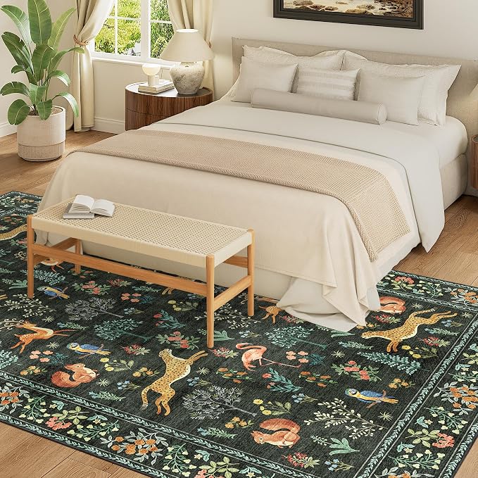DUKINO 5x8 Area Rug for Bedroom, Soft Washable Animal Rug Non Slip, Stain - Image 4