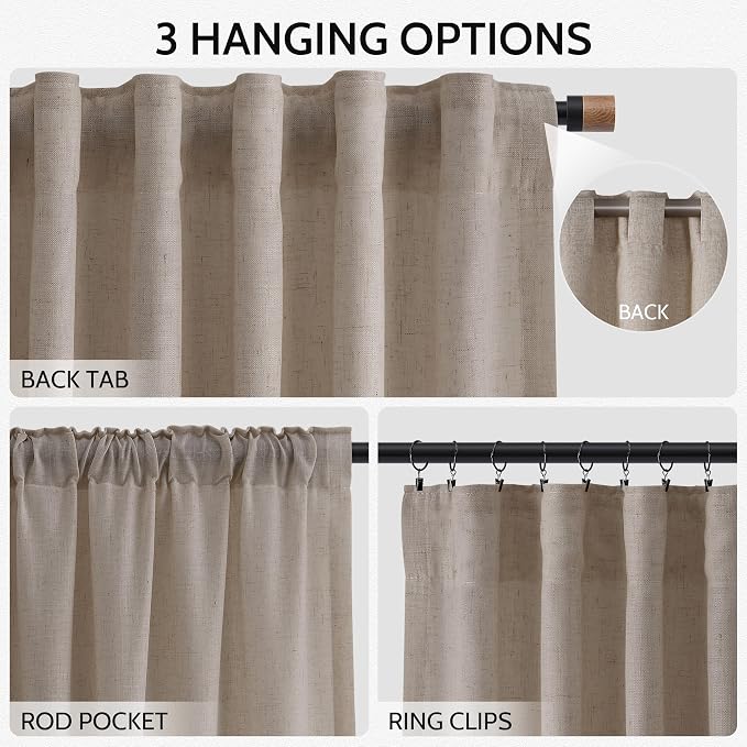 Ecru Linen Curtains 84 Inches Long - Image 2
