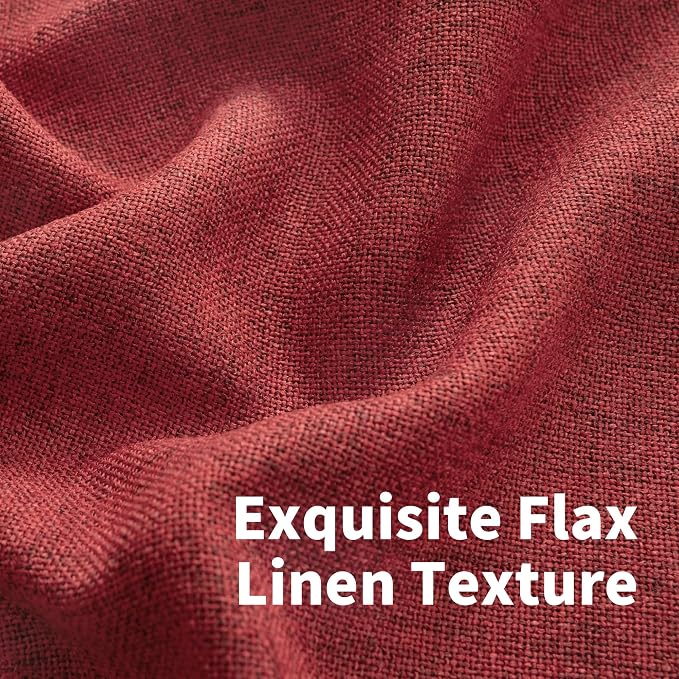 YoungsTex Burgundy Red Linen Curtains 63 Inch Length 2 Panels - Image 5