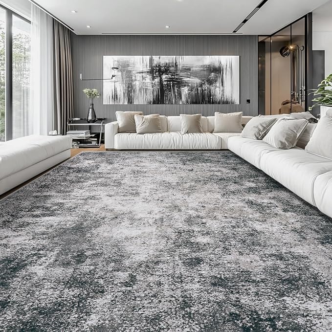 Aelenmu 10x14 Area Rugs for Living Room Dining Room Washable Black | Soft - Image 2