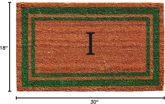 Calloway Mills Green Border 18" x 30" Monogram Doormat, Natural/Green - Image 2