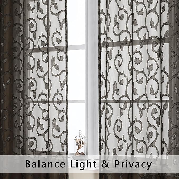 Furman Chocolate Sheer Curtains 84 inches Long - Image 3