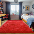 Red Area Rugs for Bedroom Living Room, Fluffy 4x6 Indoor Bedside Floor Throw Rug by ONASAR