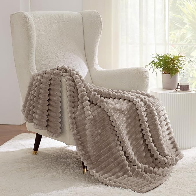 Bedsure GentleSoft Mocha Meringue Fleece Blanket for Couch - Cozy Soft Blankets for Women, Cute Small Throws for Girls, 50x70 Inches