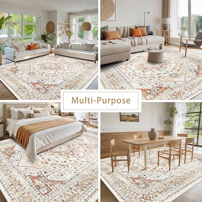 Orange Red 8x10 Washable Area Rugs - Image 5