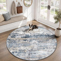 pmtsns Round Rug 4ft for Bedroom: Washable Circle Rug Modern Abstract Neutral by pmtsns