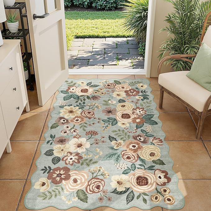 DUKINO 3x5 Area Rugs, Non Slip Floral Washable Rug by DUKINO