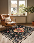 RELEANY Washable Area Rug, Water Repellent, Pet Friendly, Vintage Floral Boho by RELEANY