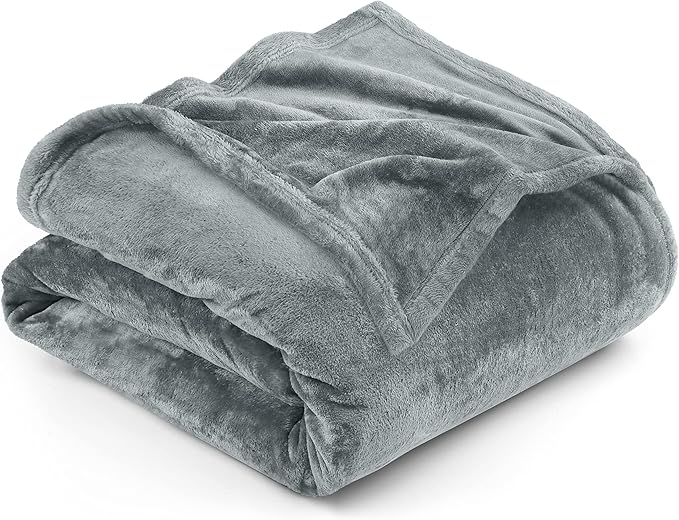 Utopia Bedding Fleece Blanket King Size Ash Grey 300GSM Luxury Fuzzy Soft Anti-Static Microfiber Bed Blanket (90x102 Inch)