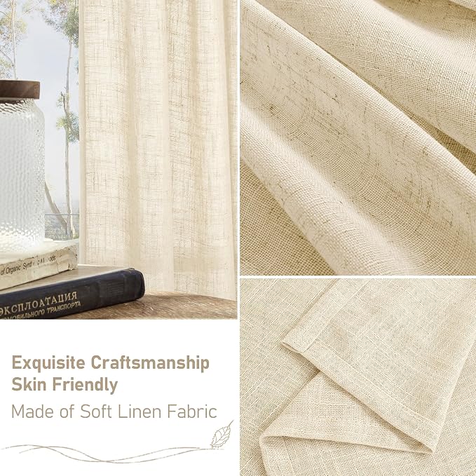 Beige Linen Curtains 54 Inches Long - Image 6