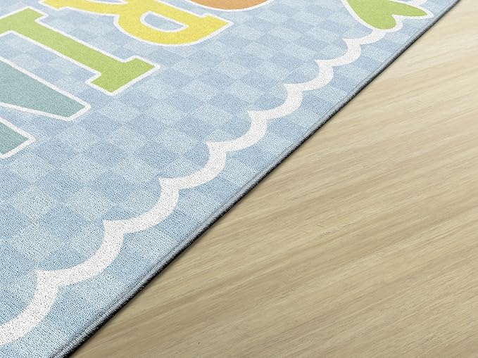 Flagship Carpets Schoolgirl Style Sprinkle Kindness Educational Area Rug for Kids Room Seating Décor, Children's Classroom, Play Carpet for Teaching and Playroom, 5' x 7'6", Blue