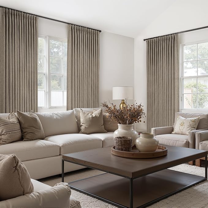Custom 60 Inch Wide Pleated Natural Linen Curtains 92 Inches Long - Image 5