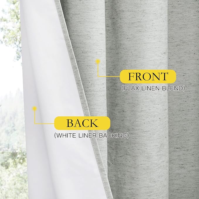 NICETOWN Grey Long Linen Full Shade Panels, Pair of Thermal Insulated & Energy - Image 7