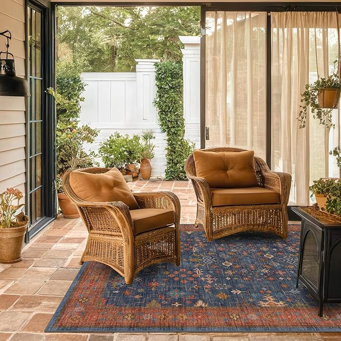 Navy Blue Area Rug 5x7 Living Room Rug by HazoHaus