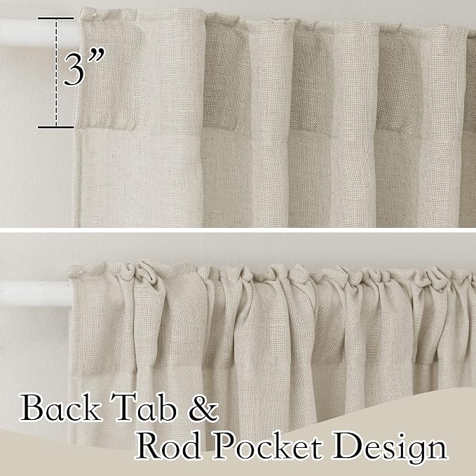 RYB HOME Sheer Linen Curtains Light & Privacy Semi Translucent Curtains Sheer - Image 2