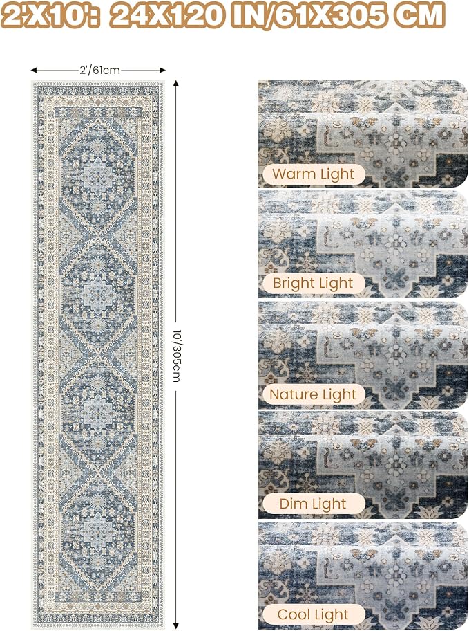 Runner Rug 2x10, Washable Rugs for Entryway Rug, Bathroom Bedroom - Image 2