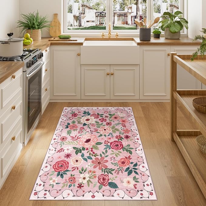 DUKINO 3x4 Area Rug, Floral Washable Rug - Image 6