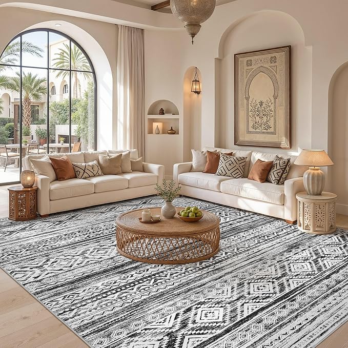 cotiled Boho 10x12 Area Rug for Living Room: Large Moroccan Washable Rug | - Image 4