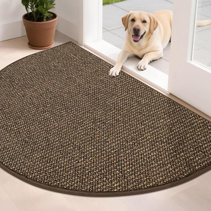 BEQHAUSE Dirt Trapper Door Mat 32" x 48" Half Circle Non Slip Rugs, Absorbent by BEQHAUSE