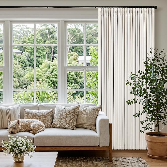 Ivory Beige White Pleated 100% Blackout Linen Curtains 90 Inches Long | Memory - Image 7