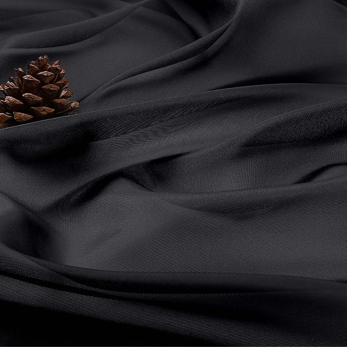 Black Sheer Curtains 84 Inches Long 2 Panels Set, Light Filtering Sheer Curtains - Image 5