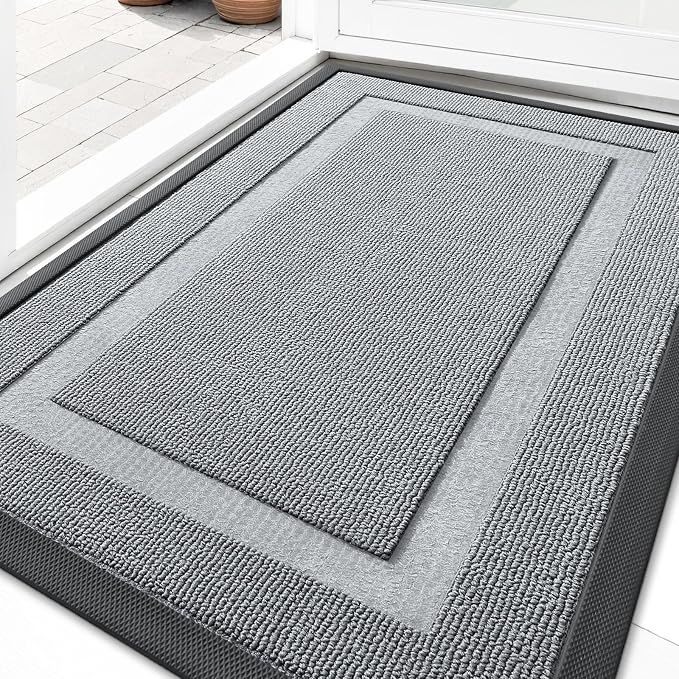 OLANLY Front Door Mat Outside 33x21, All-Season Heavy-Duty Rubber Doormat | Ash by OLANLY
