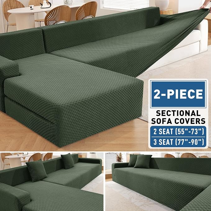 ZNSAYOTX Sectional Couch Covers, Stretch Jacquard Slipcovers - Image 2