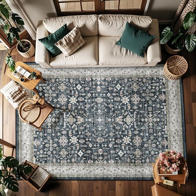 Area Rug 6x9 for Living Room Bedroom | Low Pile; Non Slip;Machine Washable; by WelcometoBabovid