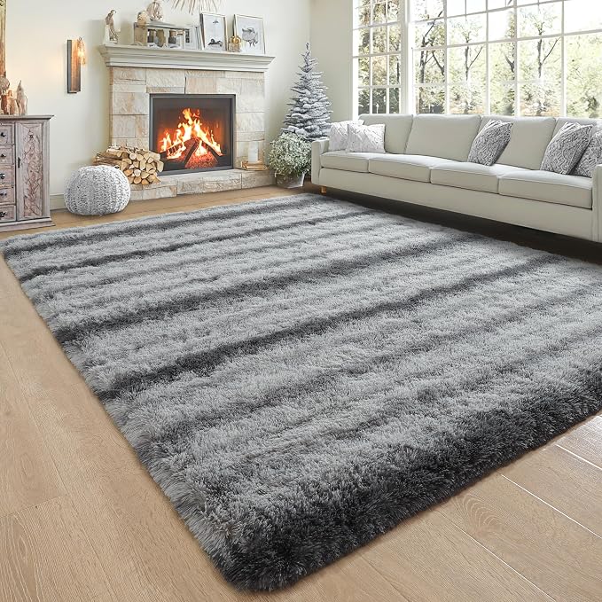5x7 Grey Fluffy Soft Area Rug Non-Slip - Image 8