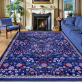 PLHXFR Area Rug 9x12 Living Room: Floral Washable Boho Soft Carpet Blue | by PLHXFRSoftAreaRugs