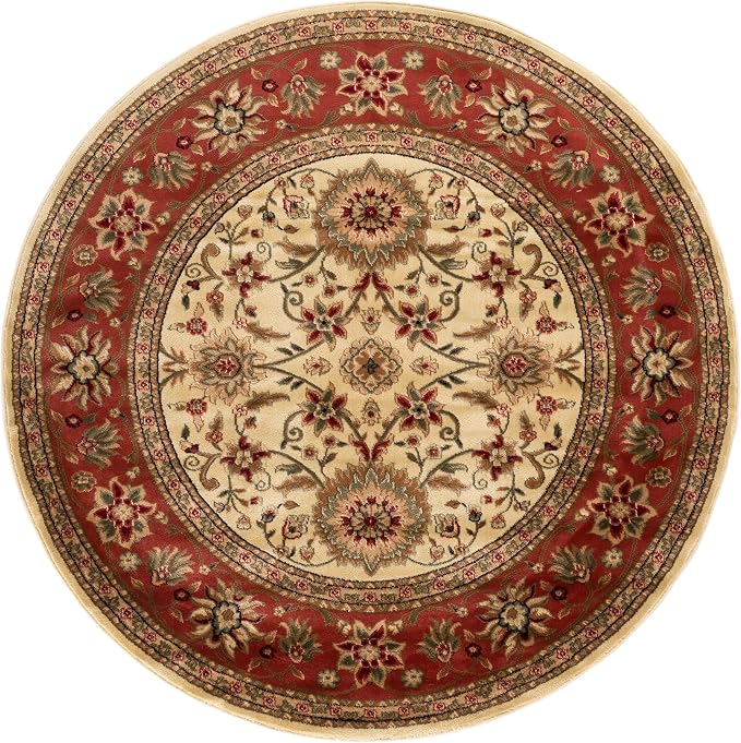 SAFAVIEH Lyndhurst Collection 6' Round Ivory / Rust LNH212R Traditional - Image 3