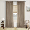 100 Inch Linen Blend Light Brown Memory Shape Pleated Curtains 2 Panels | by Twodrapes