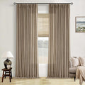 Light Brown Pinch Pleated Linen Blend 105 Inch Latte Semi Sheer Curtains | by Twodrapes