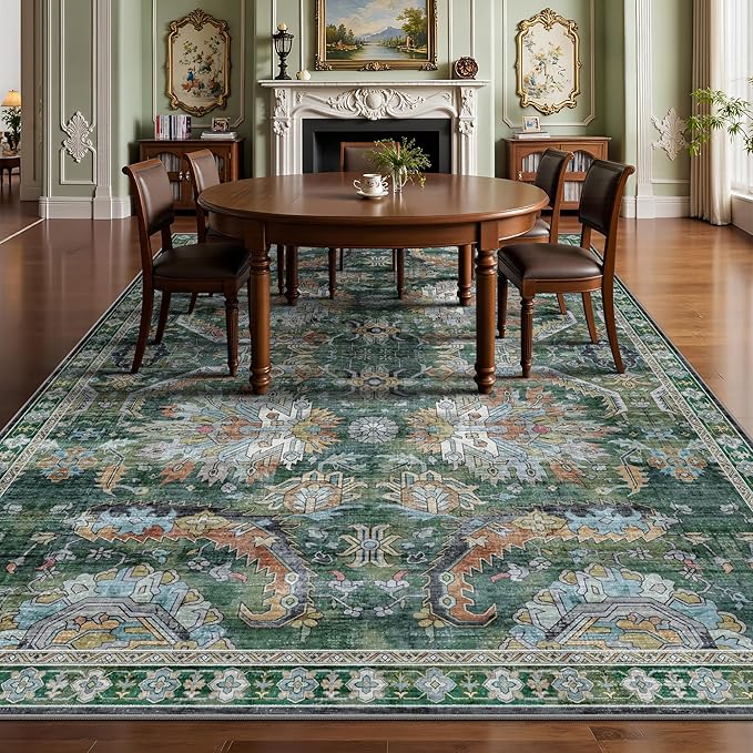 8x10 Area Rugs, Vintage Retro Soft Washable Rug, Non-Slip Low Pile Rugs - Image 4
