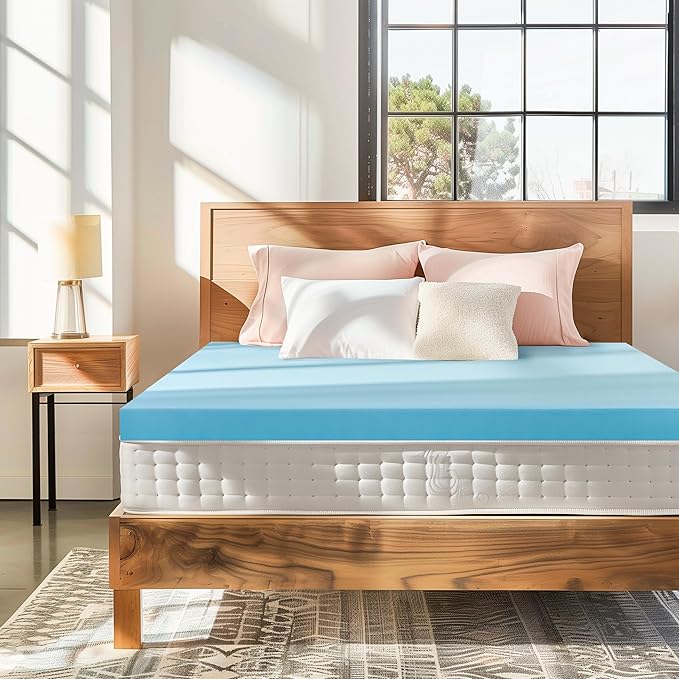 Subrtex Mattress Topper, Memory Foam Mattress Topper, Gel-Infused Memory Foam Topper for Side Stomach Sleepers, Breathable Bed Toppers (3 Inch, Queen)