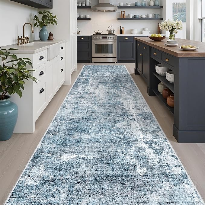 Soalmost Abstract Runner Rug 3x10 Hallway Kitchen Rugs Non-Slip, Foldable - Image 2