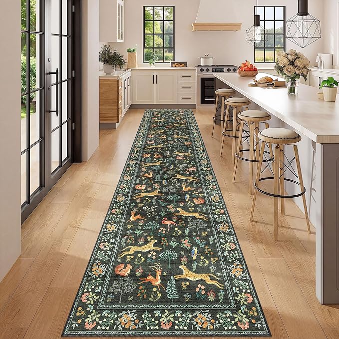 DUKINO 2.6x12 Hallway Runner Rug, Washable Animal Rug Non Slip, Stain Resistant - Image 3