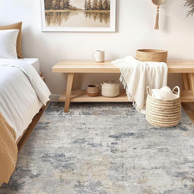 UERMEI Square Area Rugs : Washable 6x6 Neutral Modern Abstract Carpet - Image 5