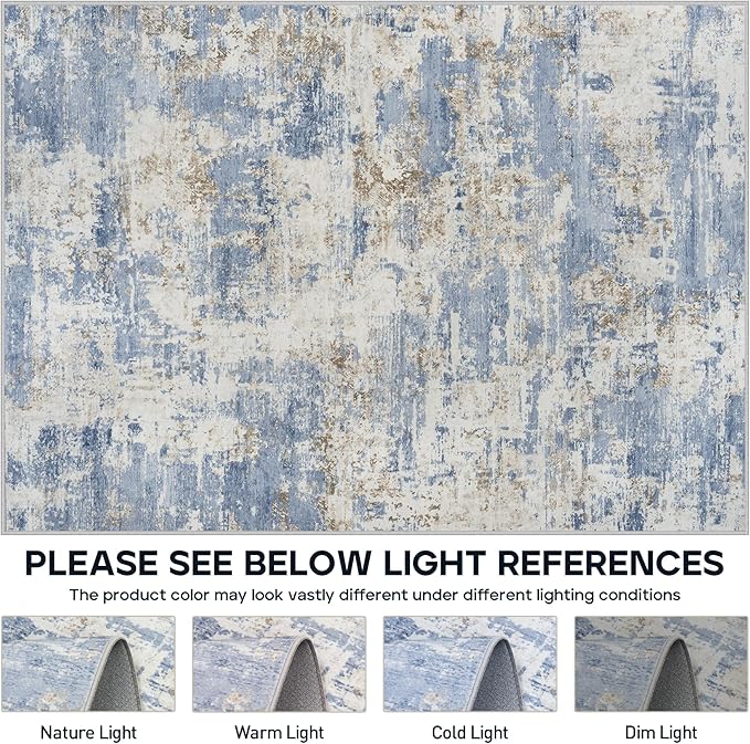Aelenmu 6x9 Area Rugs for Living Room Bedroom Dining Room Washable Blue | Soft - Image 7