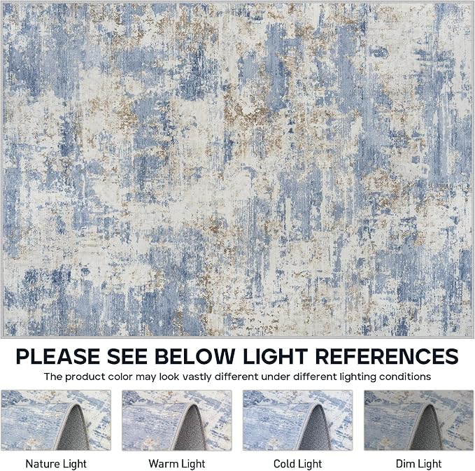 Aelenmu 10x14 Area Rugs for Living Room Dining Room Washable Blue | Soft Modern - Image 7