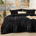 Bedsure Tufted Boho Comforter Set King Size - Black Boho Bed Set, GentleSoft™ 3 Pieces Farmhouse Shabby Chic Embroidery Bedding, Gifts for Woman, Soft Jacquard King Comforter for All Seasons