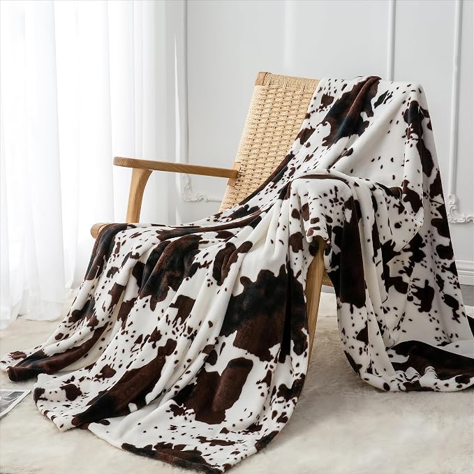 BEDELITE Fleece Blanket Soft Plush Twin Size Blanket Brown Cow 60"x80" | Ultra - Image 6