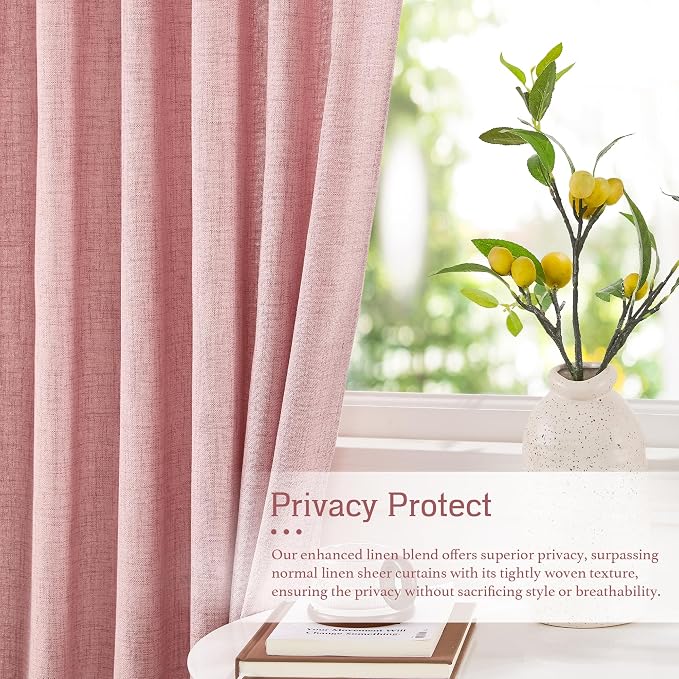 RYB HOME Linen Semi Sheer Curtains - Image 2